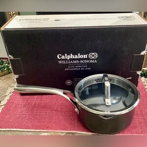 Williams Sonoma Calphalon 2Q Elite nonstick Deluxe Saucepan with Lid NIB